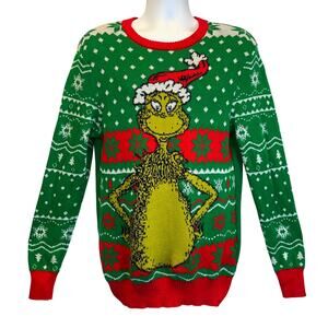 The Grinch Hands On Hips Ugly Christmas Sweater Size Med